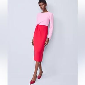 Ann Taylor Pink and Red Color block Dress Size 10 NWT